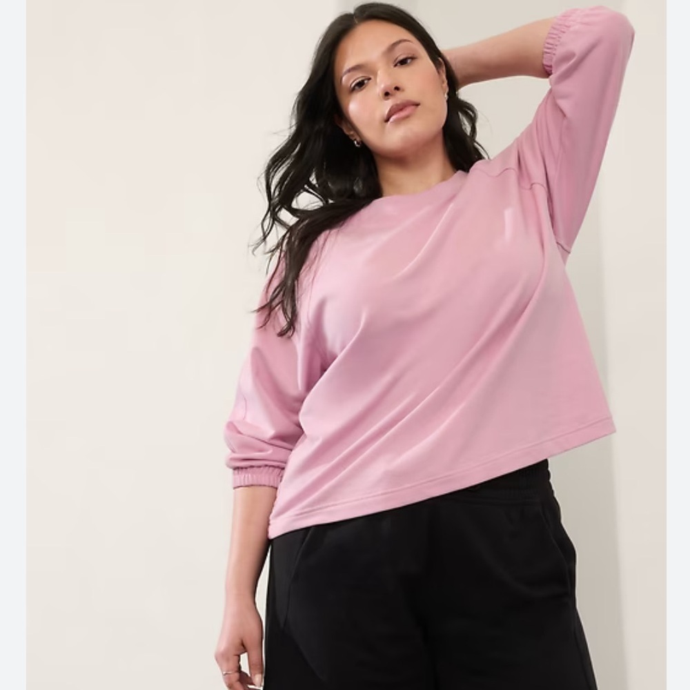 BOGO! Athleta Retroterry 3/4 Sleeve Sweatshirt 2024 Pink Small